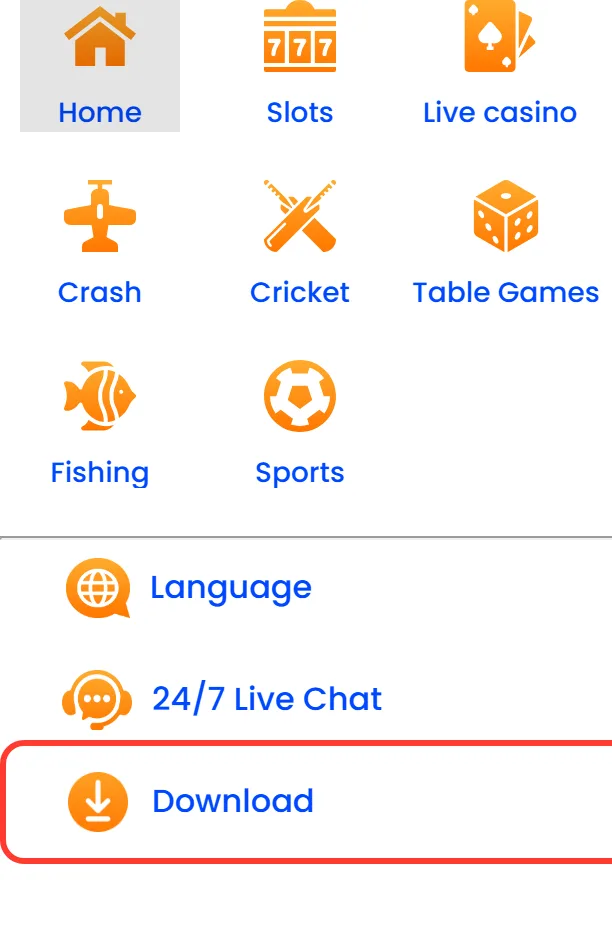 Nagad88 apps download item in the mobile burger menu