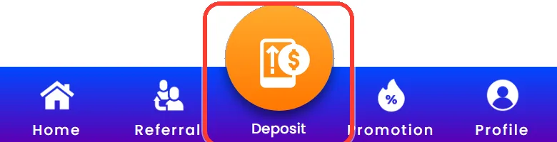 Deposit button in the Nagad88 app bottom bar